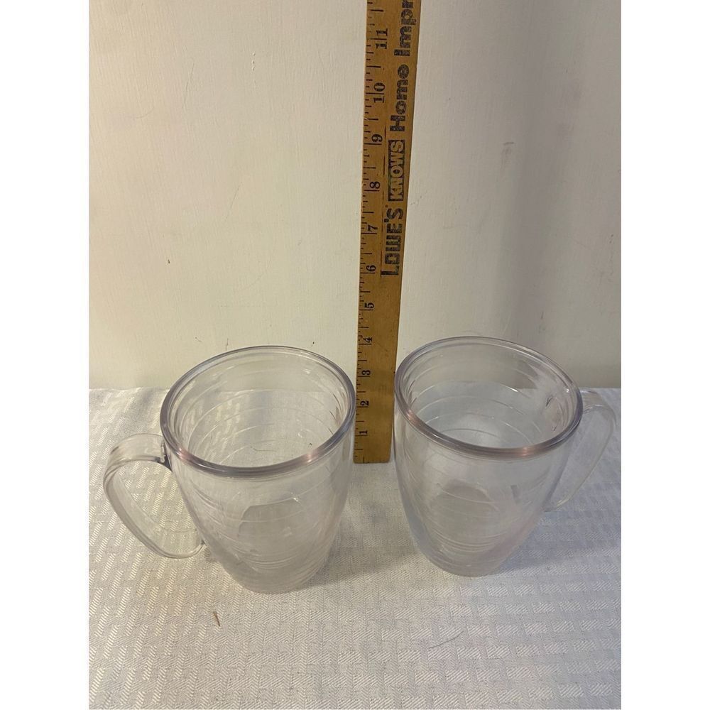 2 Tervis 16 oz double walled mugs with‎ handles clear